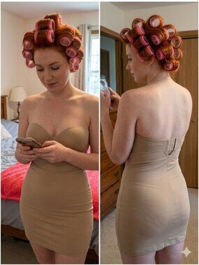 Maidenform Flexees 3741 Strapless Shapewear Slip Dress Firm Control Beige 38C